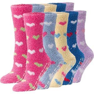 Debra Weitzner Fuzzy Non-Slip Socks Cozy Winter Fleece 5/6 Pairs for Women